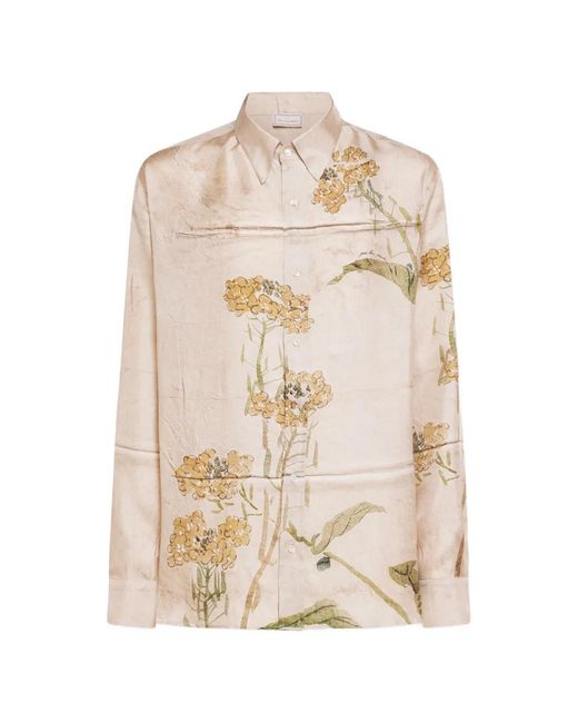 Pierre Louis Mascia White Aloe Floral-Print Button-Up Shirt
