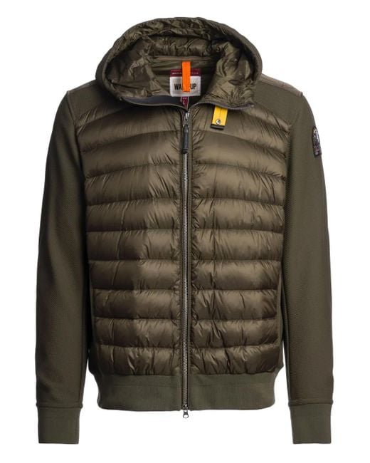 Parajumpers Green Logo-Patch Hooded Jacket for men