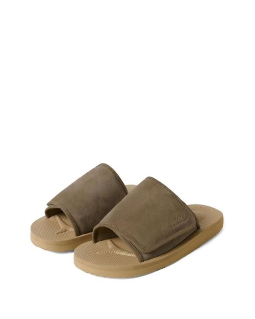 Suicoke Brown X Thisisneverthat Suede-Leather Strap Slides for men