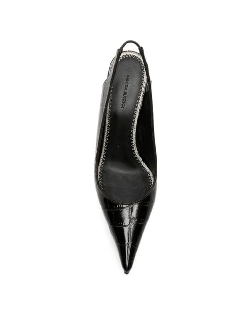 Magda Butrym Black Croc-Effect Slingback Pumps