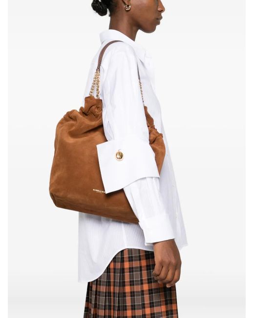 DeMellier London Brown Miami Suede Shoulder Bag