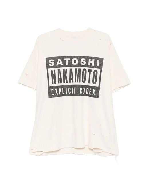 Satoshi Nakamoto White T-Shirt À Effet Usé for men