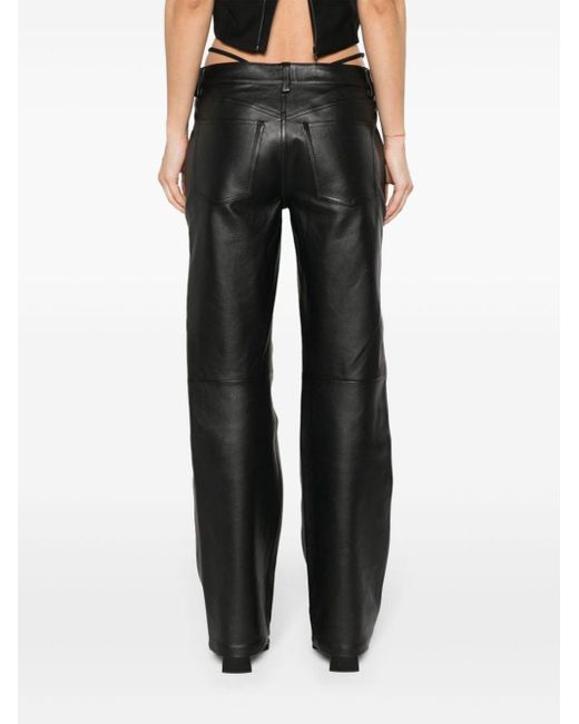 Pantalon en cuir à taille basse Alexander Wang en coloris Black
