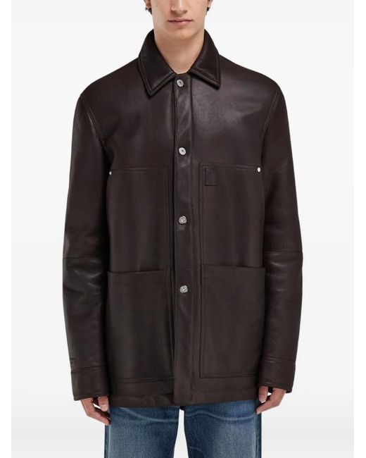 Ferragamo Black Patch Pocket Leather Jacket for men
