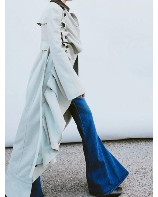 A.W.A.K.E. MODE Metallic Ruffled Trench Coat