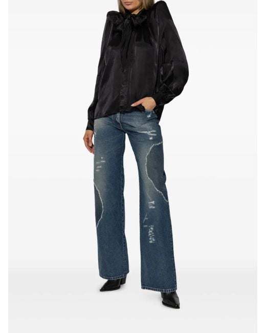Vetements Black Shoulder-Pads Bow Shirt