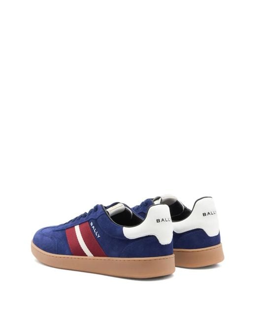 Bally Blue Retro Crest Ribbon Suede Sneakers for men