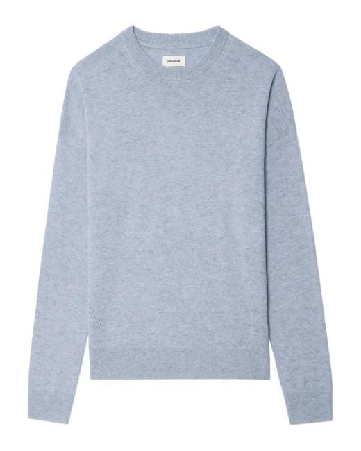 Zadig & Voltaire Blue Heart-Patch Cashmere Sweater