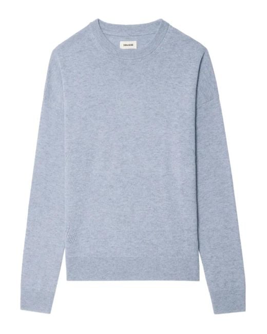 Zadig & Voltaire Blue Heart-Patch Cashmere Sweater