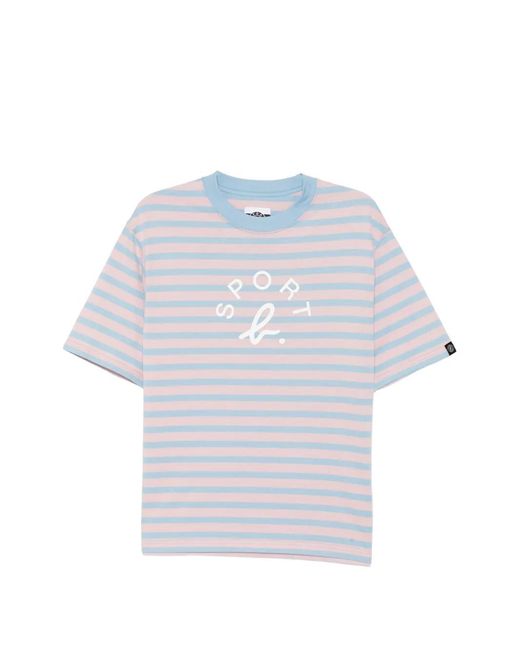 SPORT b. by agnès b. White Striped Logo-Print T-Shirt for men