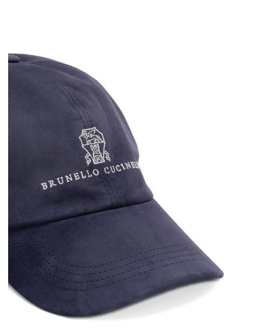 Brunello Cucinelli Blue Logo-Embroidered Baseball Cap for men
