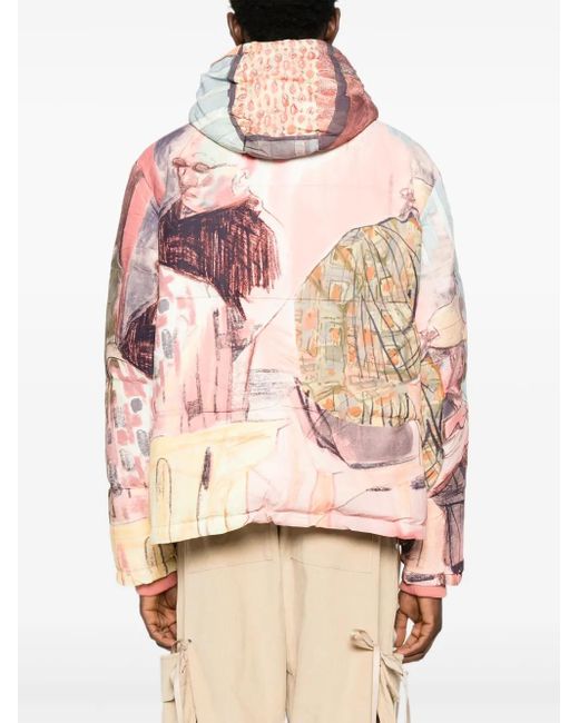 Kidsuper Pink Hooded Graphic-Print Jacket for men
