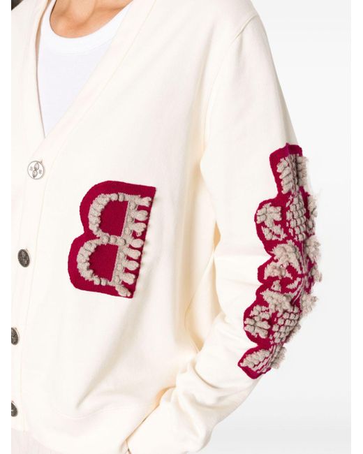 Barrie Pink Logo-embroidered Cotton Cardigan