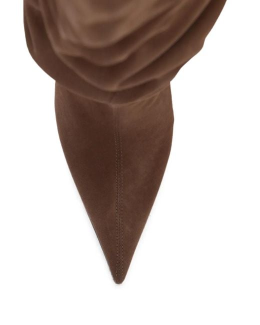 Le Silla Brown Bella Ruched-Shaft Pointed-Toe Boots