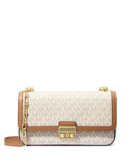 Michael Kors Natural Tribeca Large Signature Logo Shoulder Bag