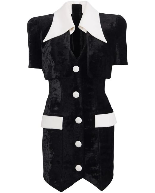 Balmain Black Tailored Velvet Minidress