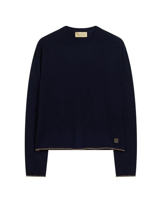 Momoní Blue Karasu Lurex-Trim Sweater