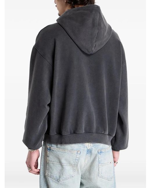 Filling Pieces Black Embroidered-Motif Hoodie for men