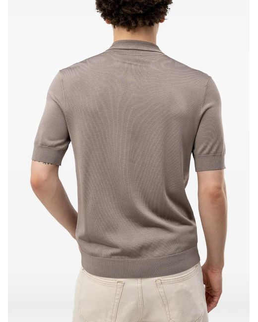 HUGO Gray Quarter-Zip Logo-Patch Polo for men