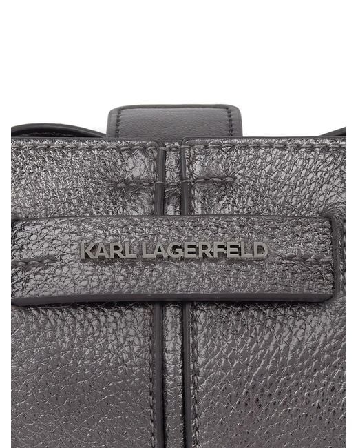 Karl Lagerfeld Gray Mini K/Pierced Metallic Bucket Bag