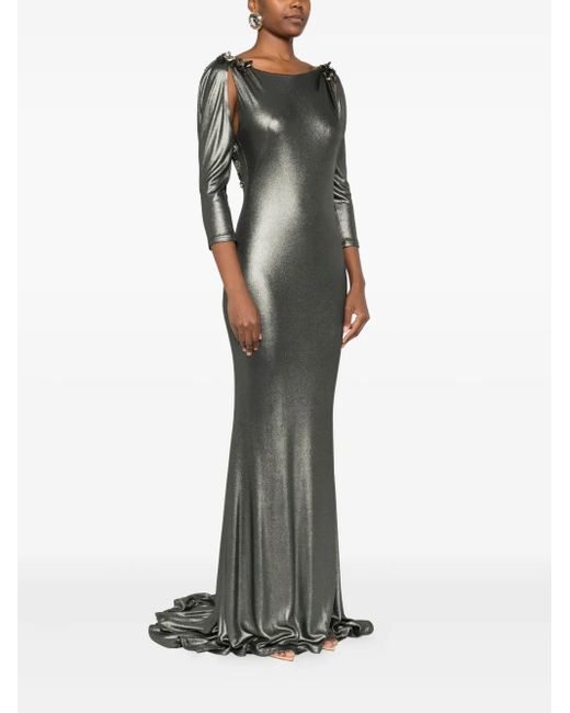 Gemy Maalouf Black Embellished Three-Quarter Sleeve Dress