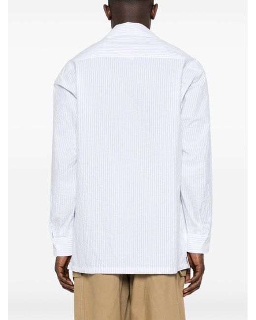 KENZO White Logo-patch Cotton Shirt for men