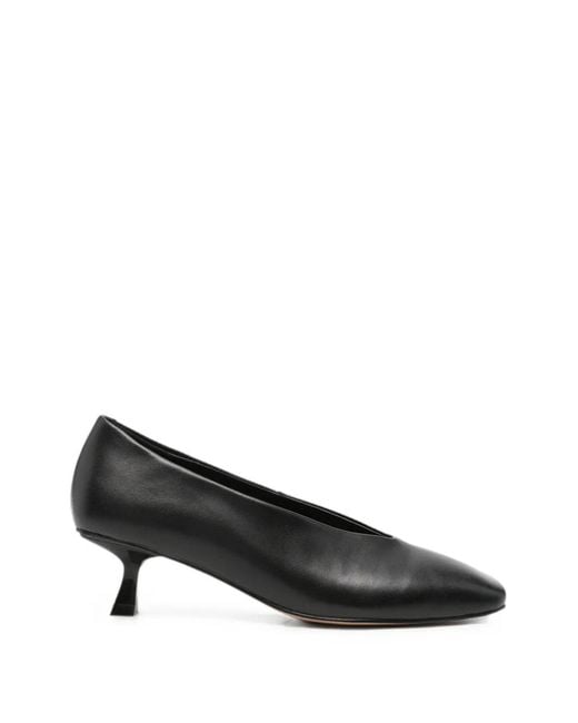 SERGIO MORETTI FIRENZE Black Square-Toe Kitten-Heel Pumps