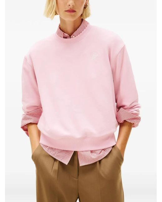 Tommy Hilfiger Pink Logo-Embroidered Sweatshirt