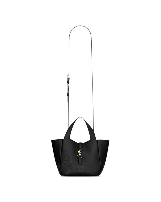 Saint Laurent White Mini Le 5 À 7 Bea Grained Leather Tote Bag