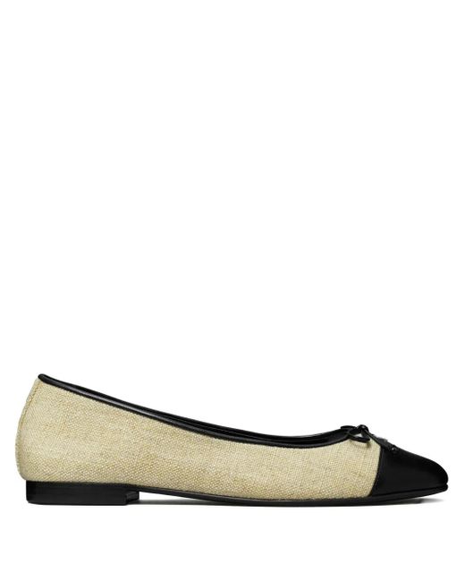 Tory Burch Brown Cap-Toe Bow Ballet Flats