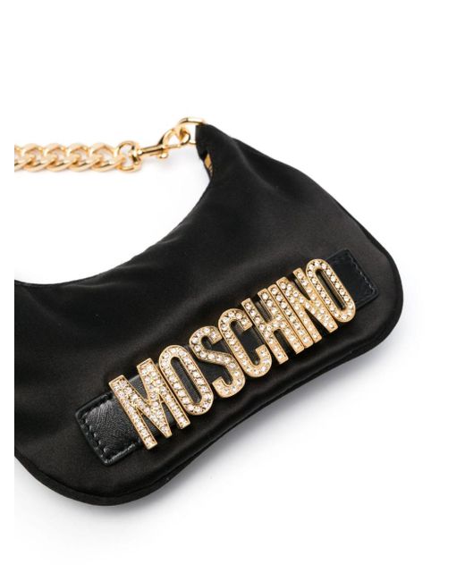 Sac porté épaule à plaque logo Moschino en coloris Black