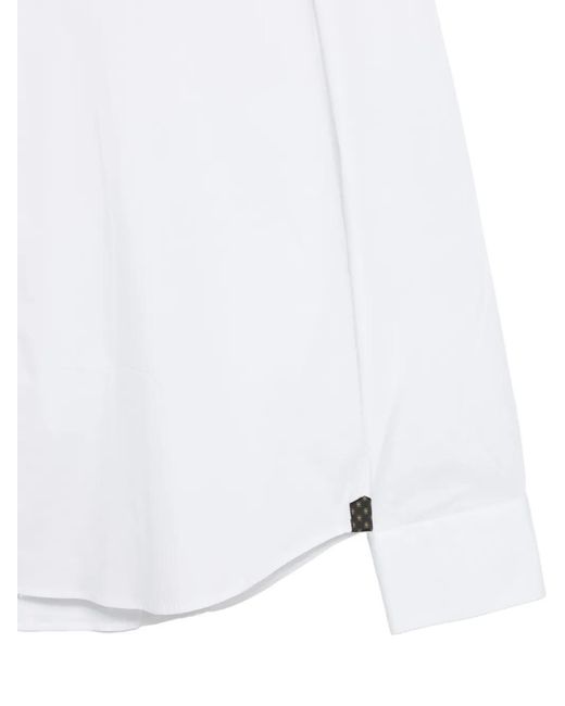 Manuel Ritz White Logo-Patch Spread-Collar Shirt for men