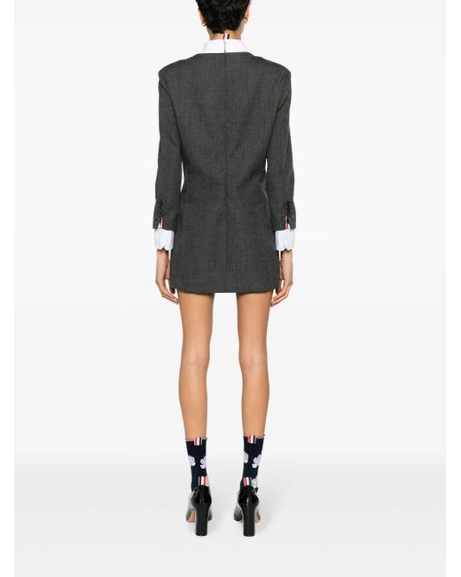 Thom Browne Black Virgin Wool Shift Minidress