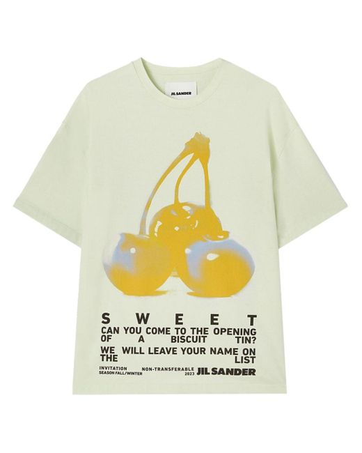 Jil Sander T-shirt Met Print in het White