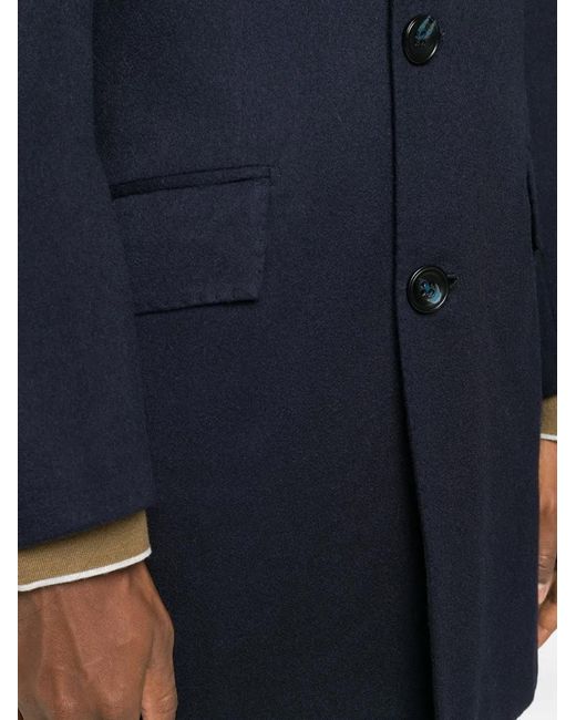 Kiton Blue Single-Breasted Coat for men