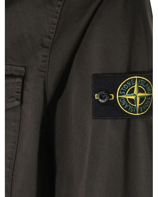 Stone Island Black Logo-Patch Zip-Up Jacket for men