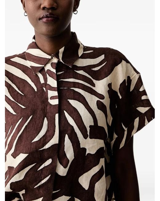 Benetton Black Chemise À Motif Végétal
