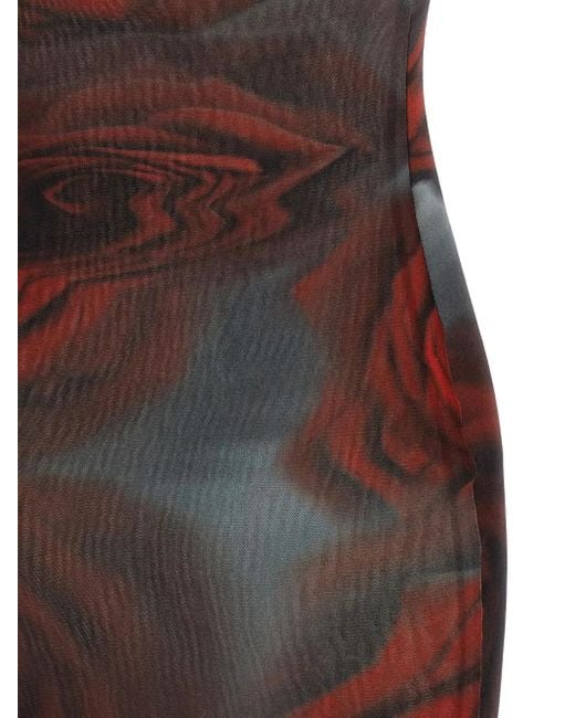 Jean Paul Gaultier Brown The Long Red Blurry Maxikleid aus Tüll