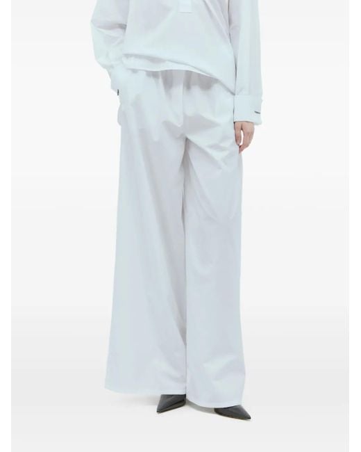 Max Mara Blue Bestickte Wide-Leg-Hose