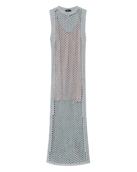 Twinset Gray Langes Midikleid aus Lurex-Mesh