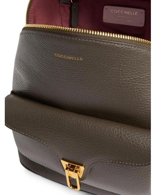Coccinelle Gray Small Beat Grained-Leather Backpack