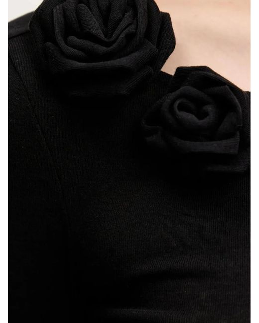 Miss Sixty Top Met Lange Mouwen Verfraaid Met Rozen in het Black