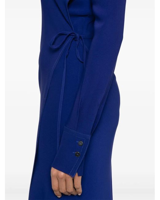 Forte_forte Blue Stretch Cady Crepe Wrapover Dress Clothing