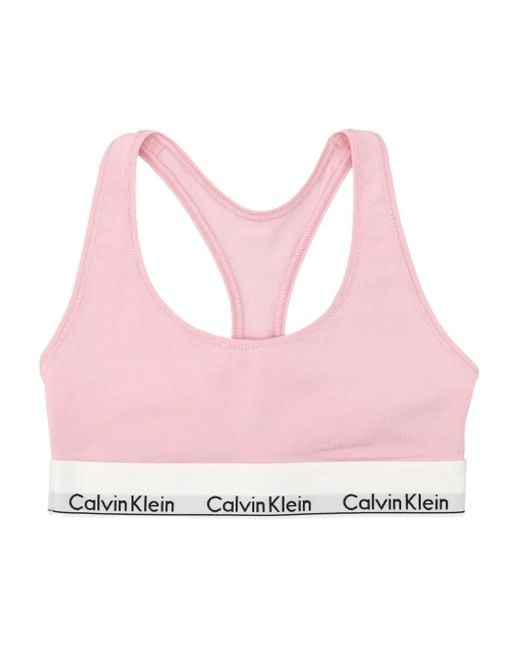 Reggiseno Sportivo Con Banda Logata di Calvin Klein in Pink