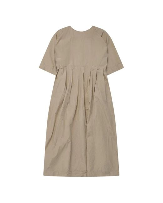 Daniela Gregis Natural Pleated Crinkled-Finish Midi Dress