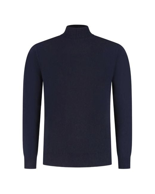 Doriani Blue High-Neck Cashmere Sweater for men
