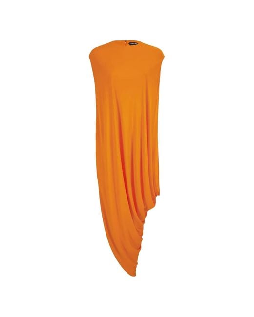 Tom Ford Orange Draped Sleeveless Top