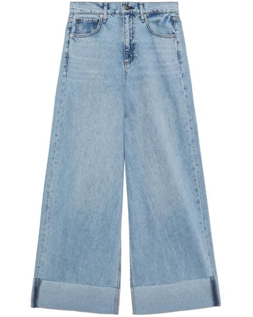 Rag & Bone Sofie High Waist Jeans Met Wijde Pijpen in het Blue