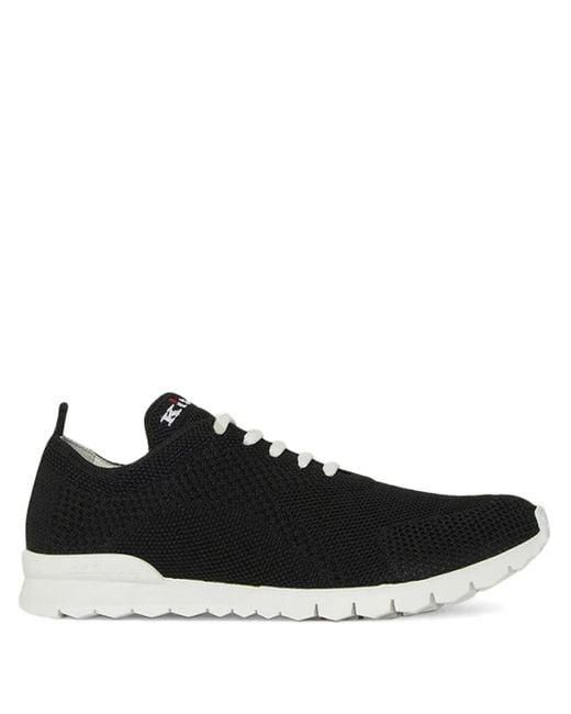 Kiton Black Knit Fabric Trainers for men