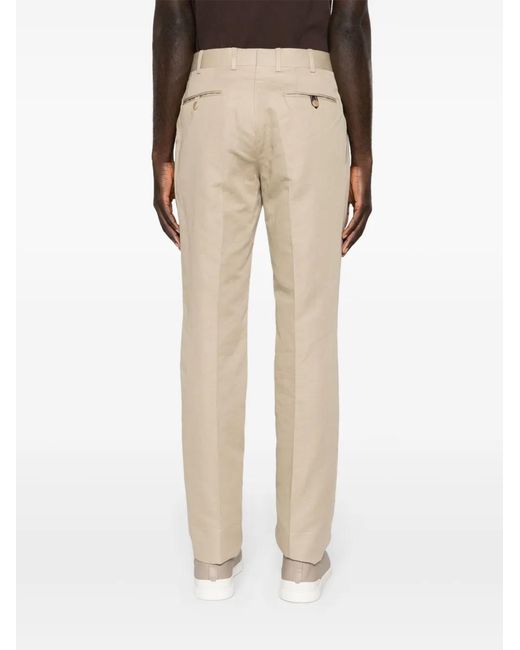 Brioni Natural Mid-Rise Tailored Trousers for men